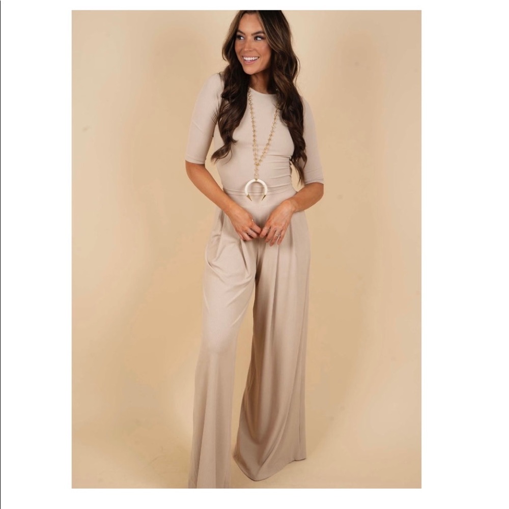 Blushing Brunette “Everything about You” two-piece jumpsuit size L